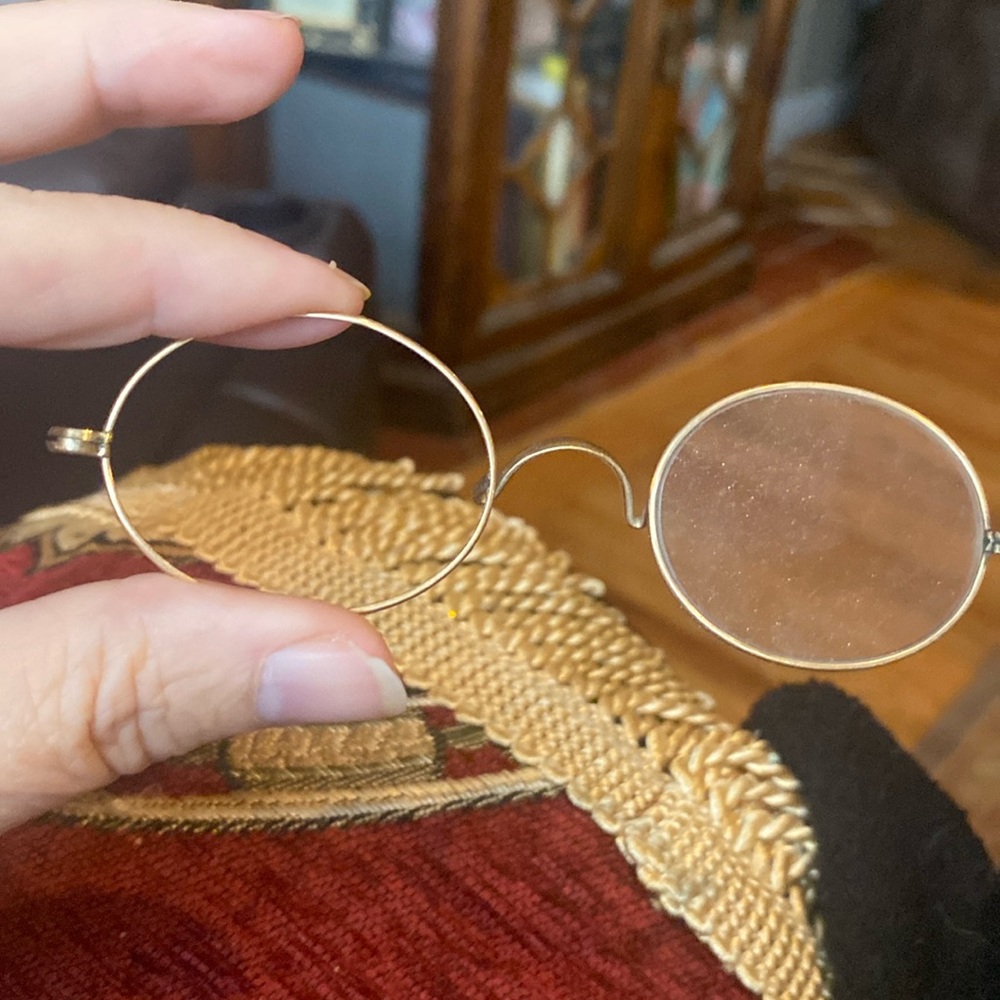 Antique glass case and partial glass piece/one lens